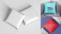 7737+ Two Square Pillows PSD Mockup Smart PNG Image