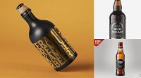 7741+ 500ml Black Amber Bottle with Dark Beer PSD Mockup Creative and Modern PSD Freebie