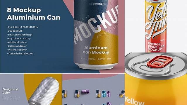 7744+ 250ml Aluminium Glossy Can PSD Mockup High-Angle Shot Free Download Design Mockup