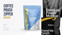 7749+ Glossy Stand Up Pouch with Zipper PSD Mockup Front View Fully Customizable Photoshop Freebie