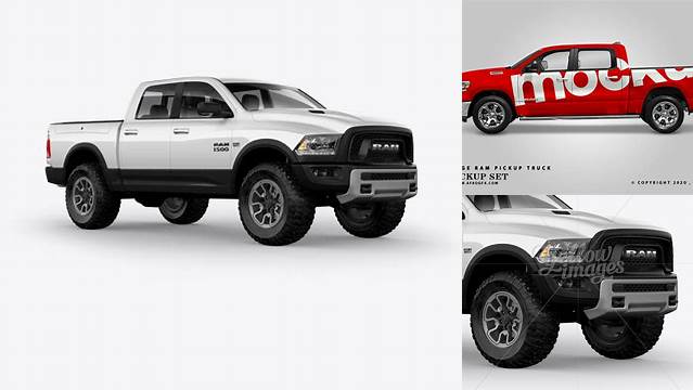 7750+ Dodge Ram 1500 PSD Mockup Half Side View Smart Layer Mockup Free