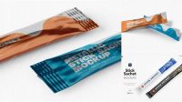 7751+ Metallic Stick Sachet PSD Mockup Halfside View Editable and Customizable PSD