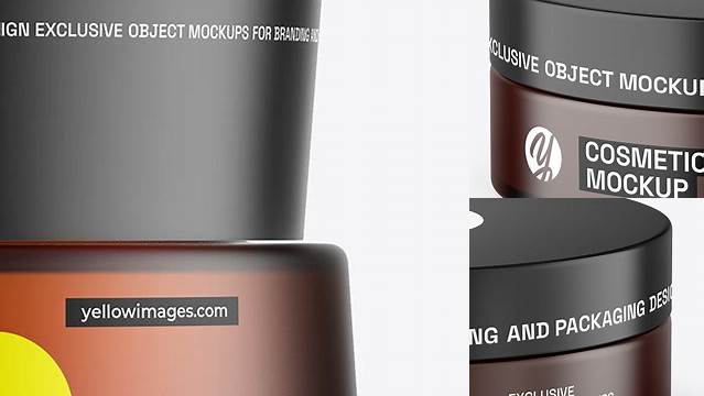 7752+ Frosted Amber Glass Cosmetic Jar PSD Mockup PSD Free Download