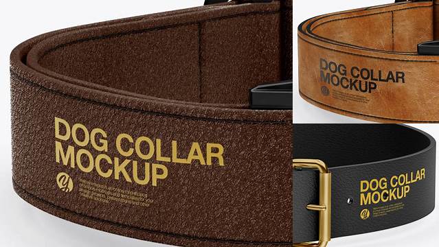 7756+ Leather Dog Collar PSD Mockup Front View High-Angle Shot PSD Download