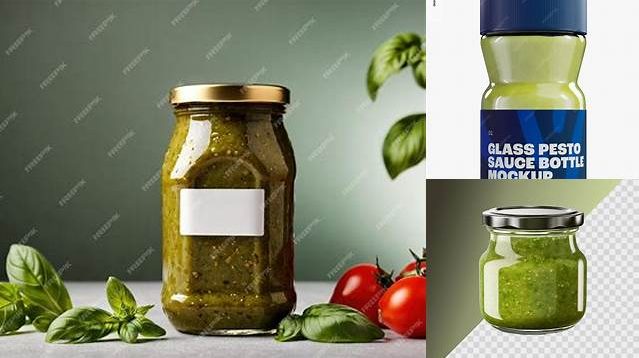 7759+ Glass Jar with Pesto Sauce PSD Mockup Halfside View Smart Layer Mockup Free