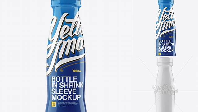 7765+ 350 ml Plastic Bottle In Shrink Sleeve PSD Mockup Creative PSD Resources