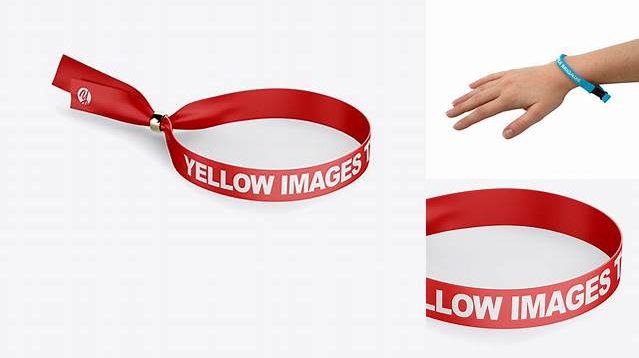 7767+ Polyester Wristband PSD Mockup Half Side View High Angle Shot Free Editable Photoshop Template