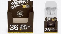 777+ 36x Sachets Open Box PSD Mockup Front View Downloadable PSD Design Template