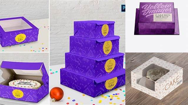 777+ Metallic Cake Box PSD Mockup Front View Creative Digital PSD Download