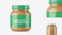 7771+ Baby Food Apple Puree Small Jar PSD Mockup High-Angle Shot Customizable Design Files