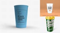 7772+ Matte Plastic Cup PSD Mockup High Angle Shot Modern and Unique Freebie PSD