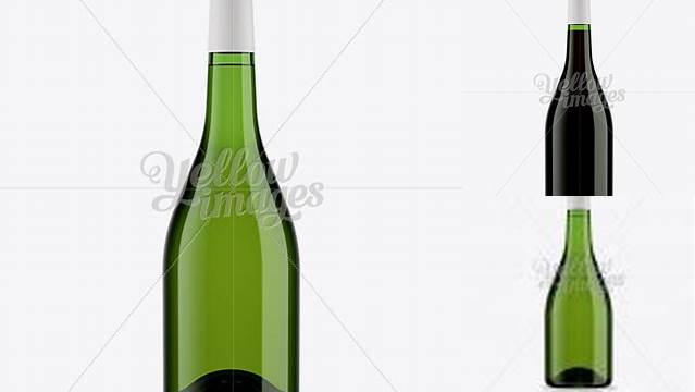 7775+ Emerald Green Glass Burgundy Bottle with Red Wine HQ PSD Mockup Elegant Photoshop Mockup