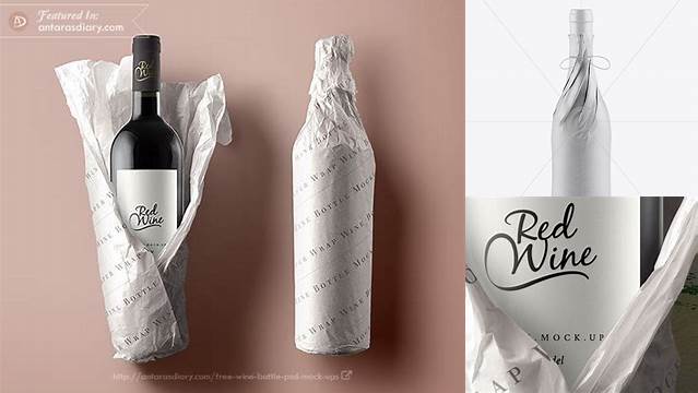 7780+ Wine Bottle in Kraft Paper Wrap PSD Mockup Free PSD