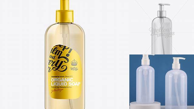 7783+ Clear Plastic Boston Round Bottle with Lotion Pump PSD Mockup Photoshop PSD Free for Designers