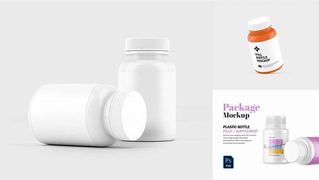 7783+ Plastic Pills Bottle PSD Mockup Front View High-Angle Shot Elegant and Stylish Mockup