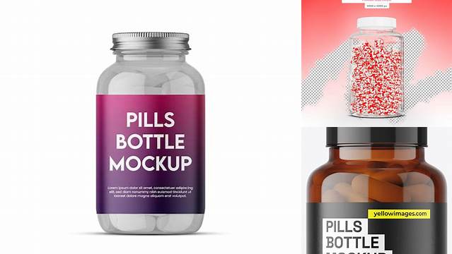 7783+ Red Bottle With Capsules PSD Mockup High-Angle Shot Editable Mockup PSD