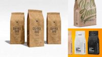 7784+ Kraft Paper Coffee Bag PSD Mockup Halfside View Downloadable PSD Design Template