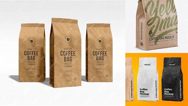 7784+ Kraft Paper Coffee Bag PSD Mockup Halfside View Downloadable PSD Design Template