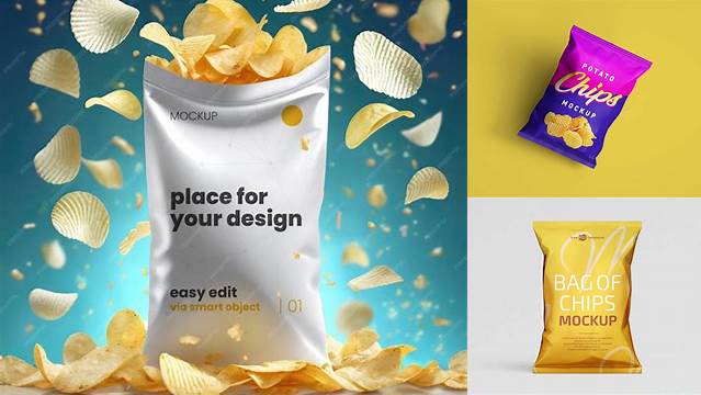 7784+ Matte Plastic Bag With Potato Chips PSD Mockup Professional Graphic PSD Download