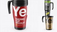 7788+ Matte Thermo Cup PSD Mockup High-Angle Shot Elegant and Versatile PSD Resource