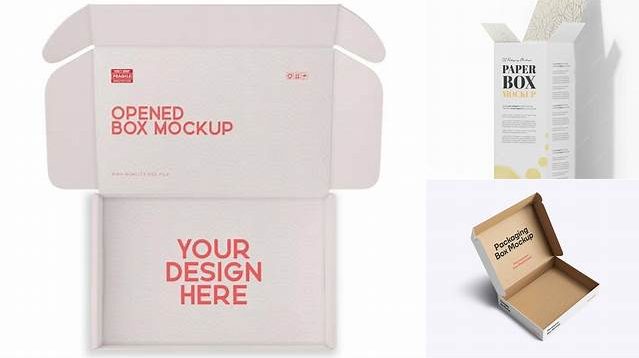 7790+ Opened Paper Box PSD Mockup Back View High-Angle Shot Free Graphic Mockup PSD