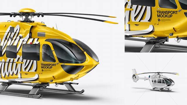 7793+ Helicopter PSD Mockup Right Half Side View Modern and Unique Freebie PSD