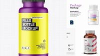 7796+ Matte Plastic Pills Bottle PSD Mockup Front View Unique and Editable PSD