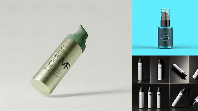 7800+ Airless Pump Bottle PSD Mockup Back View Layered Photoshop Template