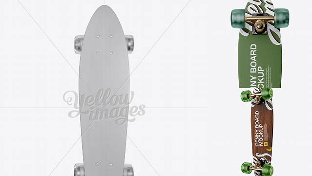 7800+ Penny Board with Transparent Wheels PSD Mockup Front View Versatile Photoshop File