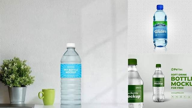 7802+ Green PET Bottle With Drink PSD Mockup Layered PSD File Free Download