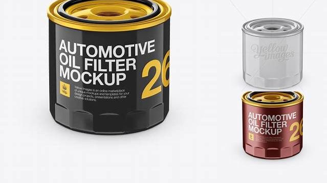 7803+ Glossy Automotive Oil Filter PSD Mockup Unique High-Resolution Design Freebie