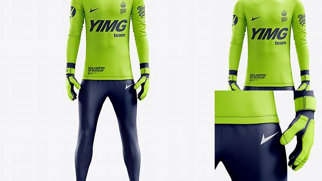 7803+ Men’s Full Soccer Goalkeeper Kit with Pants PSD Mockup Front View High-Resolution Editable PSD