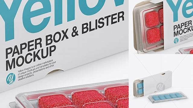 7803+ Opened Box with Gummies in Blisters PSD Mockup Half Side View Free Graphic Mockup PSD