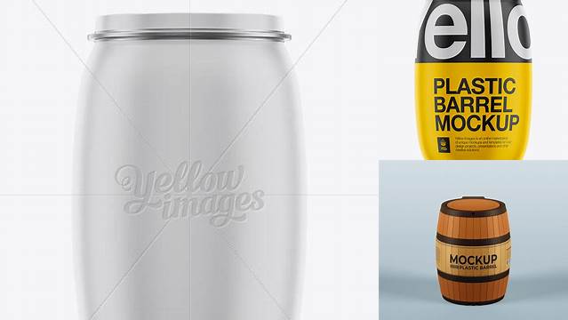 7804+ 130L Plastic Barrel PSD Mockup Fully Customizable Photoshop Freebie