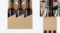 7805+ Kraft Paper 6 Pack Amber Bottle Carrier PSD Mockup Professional Quality Freebie PSD File