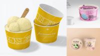 7805+ Paper Ice Cream Cup PSD Mockup Front View High-Angle Shot Smart Layer Mockup Free