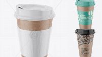 7808+ Coffee Cup With Kraft Holder – Front View High Angle Shot Premium Free Graphic Resource