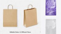 7808+ Stitched Glossy Paper Bag PSD Mockup Front View High-Quality Creative PSD