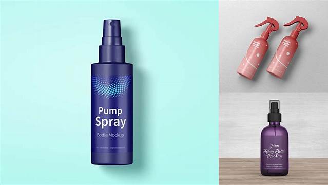 781+ 100ml Pump Spray Bottle PSD Mockup Smart Object-Based PSD Template Free