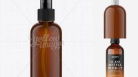 7811+ 100ml Amber Plastic Boston Bottle Mock-Up Stylish PSD for Free