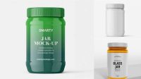 7812+ Glossy Plastic Jar With Handle PSD Mockup Professional Quality PSD Freebie