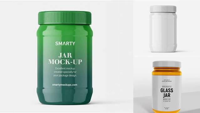 7812+ Glossy Plastic Jar With Handle PSD Mockup Professional Quality PSD Freebie