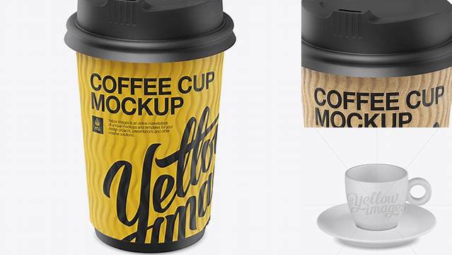 7814+ Matte Coffee Cup PSD Mockup Halfside View High-Angle Shot Fully Editable PSD Template