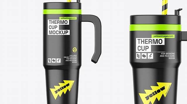 7818+ Matte Thermo Cup With Cap PSD Mockup Premium Design Freebie