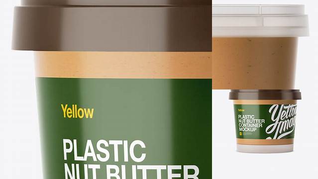 7820+ Frosted Plastic Container With Nut Butter PSD Mockup High-Angle Shot Free PSD