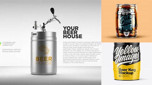 7826+ 20L Glossy Beer Keg PSD Mockup Smart Editable Design Mockup