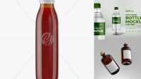 7826+ Amber Glass Red Drink Bottle PSD Mockup Exclusive PSD Design Freebie