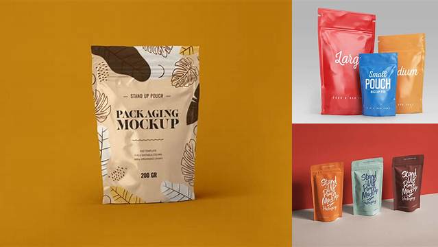 7828+ Stand Up Pouch With Dog Food PSD Mockup Front View Free Downloadable PSD