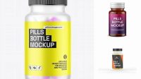 7829+ Frosted Bottle With White Pills PSD Mockup High-Quality Editable PSD