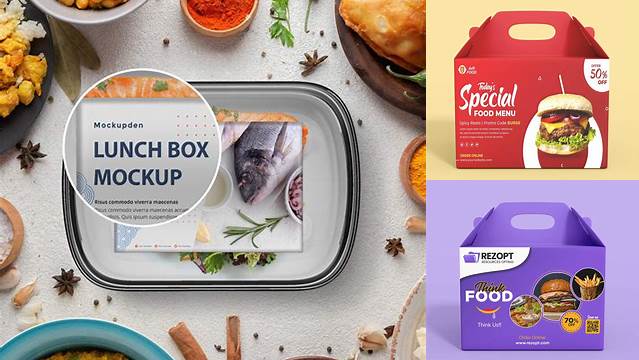 7829+ Template Paper Lunch Box Mockup PSD Free Download